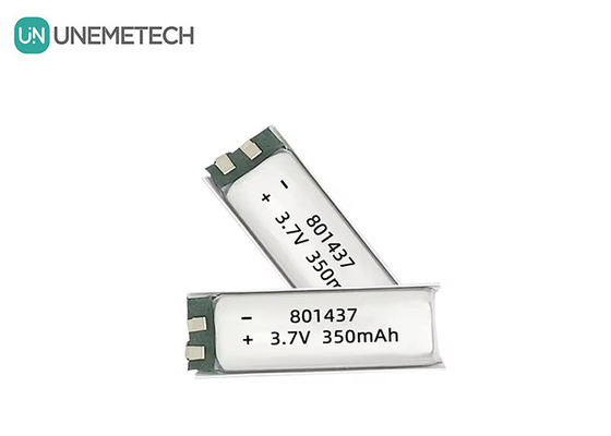801437 3A แบตเตอรี่พอลิเมอร์อัตราการทํางานสูง 3.7v 350mah แบตเตอรี่ Lipo สําหรับอุปกรณ์อิเล็กทรอนิกส์ IoT