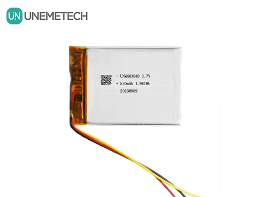 3.7V 530mAh แบตเตอรี่พอลิเมอร์ลิตียม 403040 ด้วย UL1642 อายุจักรยานยาว