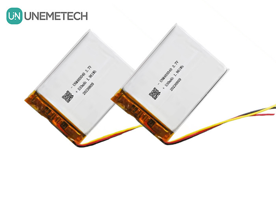 3.7V 530mAh แบตเตอรี่พอลิเมอร์ลิตียม 403040 ด้วย UL1642 อายุจักรยานยาว