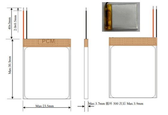 3แบตเตอรี่ Lipo ชาร์จใหม่ขนาด.7V 372328 3.7V แบตเตอรี่ Li-ion Polymer ขนาด 200mAh สําหรับสินค้าอิเล็กทรอนิกส์