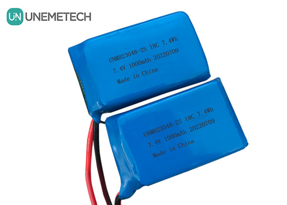 2S แบตเตอรี่ LiPo / แบตเตอรี่โพลีเมอร์ลิตถี 18C 7.4v 1000mah 823048