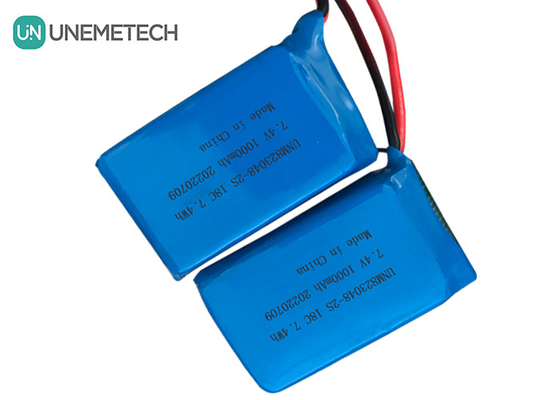 2S แบตเตอรี่ LiPo / แบตเตอรี่โพลีเมอร์ลิตถี 18C 7.4v 1000mah 823048
