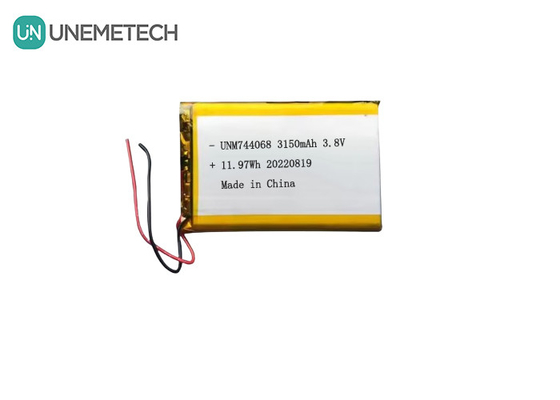 แบตเตอรี่ Lipo ความดันสูง 3.8V 744068 3150mah แบตเตอรี่สําหรับระบบติดตาม GPS