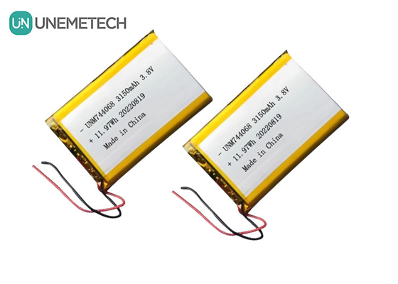 แบตเตอรี่ Lipo ความดันสูง 3.8V 744068 3150mah แบตเตอรี่สําหรับระบบติดตาม GPS