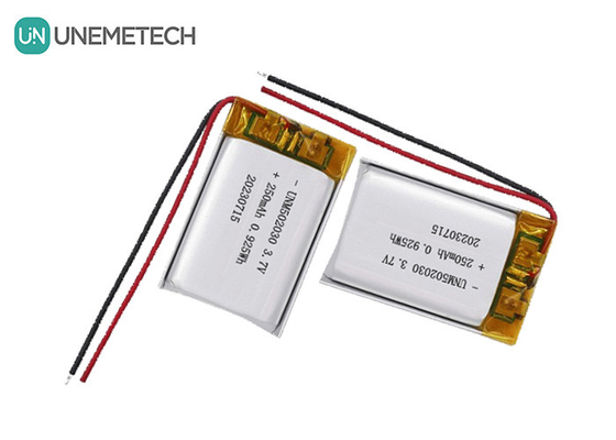 UNEMETECH 3.7V 250mAh แบตเตอรี่พอลิเมอร์ลิตียมแบบชาร์จใหม่ 502030 สําหรับอุปกรณ์ความงาม