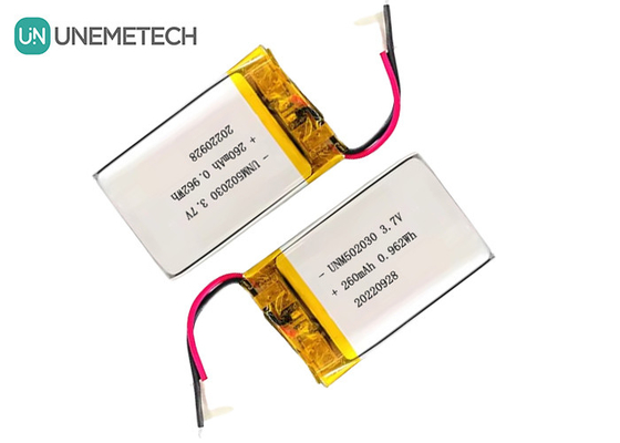 แบตเตอรี่ Lipo ชาร์จใหม่ 502030 / 3.7V 260mAh แบตเตอรี่พอลิเมอร์ลิตียมขนาดเล็กตามสั่ง