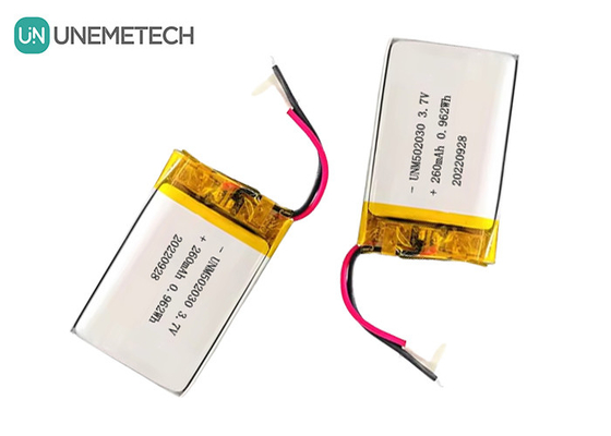 แบตเตอรี่ Lipo ชาร์จใหม่ 502030 / 3.7V 260mAh แบตเตอรี่พอลิเมอร์ลิตียมขนาดเล็กตามสั่ง