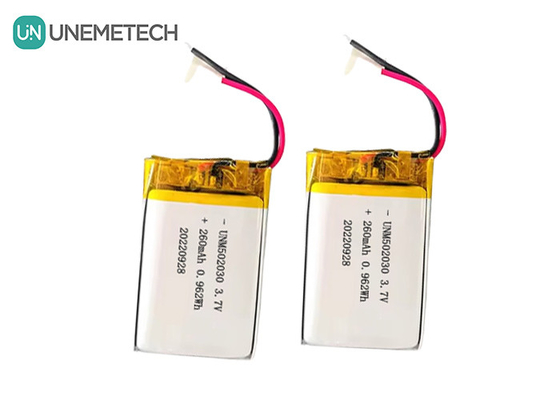 แบตเตอรี่ Lipo ชาร์จใหม่ 502030 / 3.7V 260mAh แบตเตอรี่พอลิเมอร์ลิตียมขนาดเล็กตามสั่ง