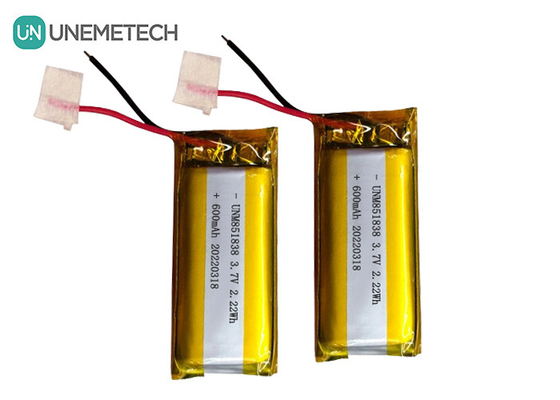 600mAh แบตเตอรี่ไอออนลิตถอนเงินตามสั่ง / 851838 3.7V เครื่องสวม
