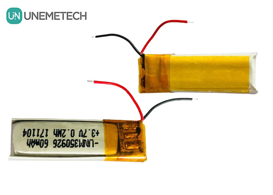 อายุการใช้งานมากกว่า 500 จังหวะ สามารถชาร์จใหม่ได้ 3.7V 60mAh แบตเตอรี่ไอออนลิตียม โพลิเมอร์ 350926 สําหรับหูฟัง