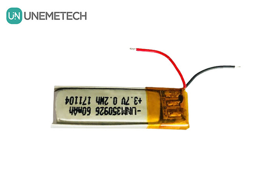 อายุการใช้งานมากกว่า 500 จังหวะ สามารถชาร์จใหม่ได้ 3.7V 60mAh แบตเตอรี่ไอออนลิตียม โพลิเมอร์ 350926 สําหรับหูฟัง