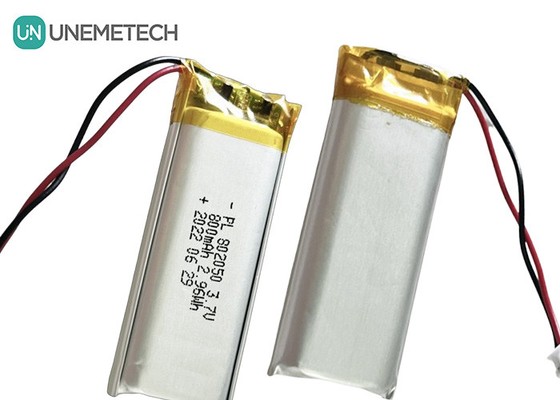 แบตเตอรี่ลิธีียมพอลิเมอร์แบบชาร์จใหม่ 802050 3.7V 800mAh Li Poly แบตเตอรี่สําหรับไฟโทร