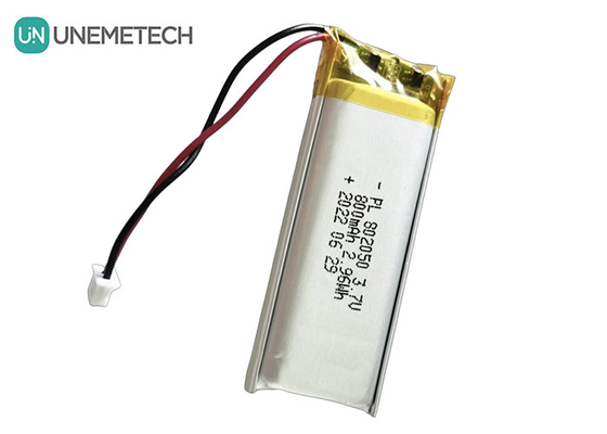 แบตเตอรี่ลิธีียมพอลิเมอร์แบบชาร์จใหม่ 802050 3.7V 800mAh Li Poly แบตเตอรี่สําหรับไฟโทร