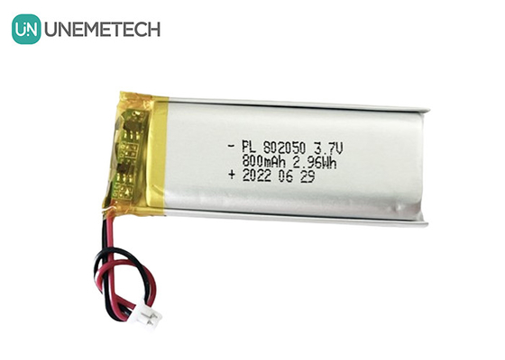 แบตเตอรี่ลิธีียมพอลิเมอร์แบบชาร์จใหม่ 802050 3.7V 800mAh Li Poly แบตเตอรี่สําหรับไฟโทร
