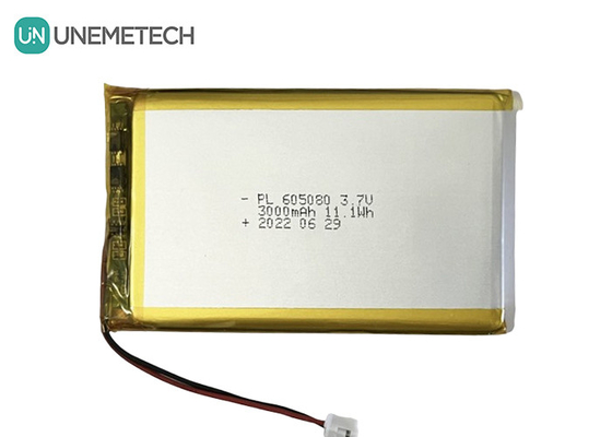 3.7V 3000mAh แบตเตอรี่ลิตยูไอนแบบชาร์จใหม่ 605080 พร้อม PCB และสายเชื่อมต่อสําหรับอิเล็กทรอนิกส์