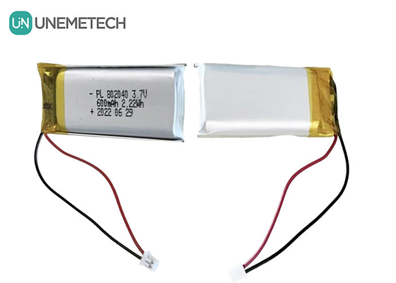 3.7V 600mAh แบตเตอรี่ Li Polymer สามารถชาร์จใหม่ได้ 802040 สําหรับสินค้าอิเล็กทรอนิกส์