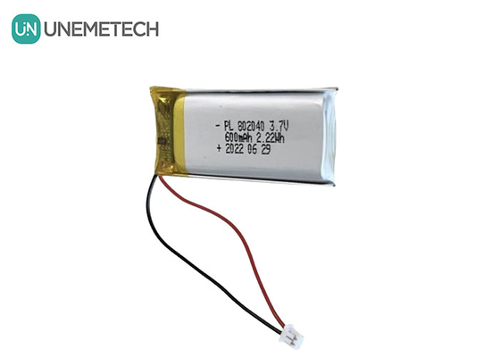 3.7V 600mAh แบตเตอรี่ Li Polymer สามารถชาร์จใหม่ได้ 802040 สําหรับสินค้าอิเล็กทรอนิกส์