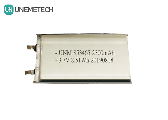3.7V 2300mah แบตเตอรี่พอลิเมอร์ลิตียมเซลล์เดียว 853465 พร้อม IEC62133 สําหรับอุปกรณ์การแพทย์