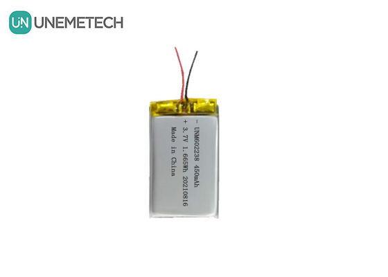 4.2V แบตเตอรี่พอลิเมอร์ลิตยูมแบบชาร์จใหม่ 602238 3.7V 450mAh สําหรับอุปกรณ์อิเล็กทรอนิกส์ผู้บริโภค