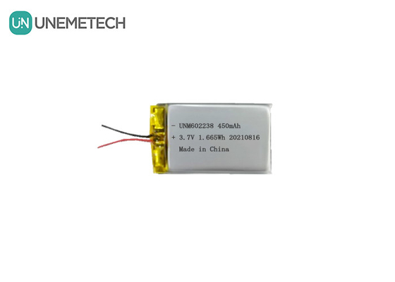 4.2V แบตเตอรี่พอลิเมอร์ลิตยูมแบบชาร์จใหม่ 602238 3.7V 450mAh สําหรับอุปกรณ์อิเล็กทรอนิกส์ผู้บริโภค
