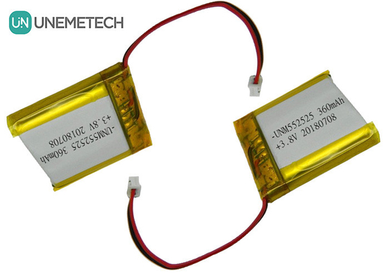 4.35V 360mAh แบตเตอรี่ลิตยูมไอออนโพลีเมอร์ความดันสูง 552525 3.8V สําหรับอุปกรณ์พกพา