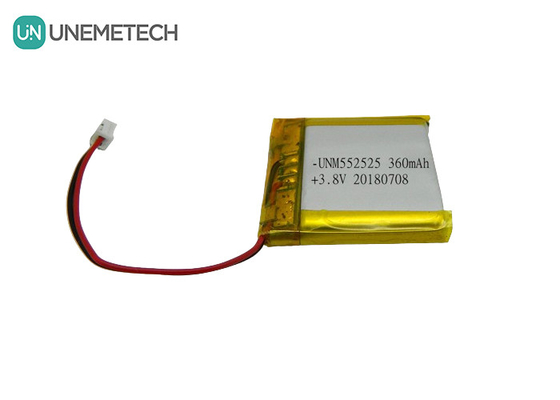 4.35V 360mAh แบตเตอรี่ลิตยูมไอออนโพลีเมอร์ความดันสูง 552525 3.8V สําหรับอุปกรณ์พกพา