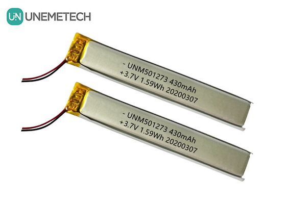 5.0*12.0*73.0mm แบตเตอรี่พอลิเมอร์ลิตียม / 3.7V 430mAh 501273 แบตเตอรี่ Lipo Thin สําหรับอุปกรณ์ Bluetooth