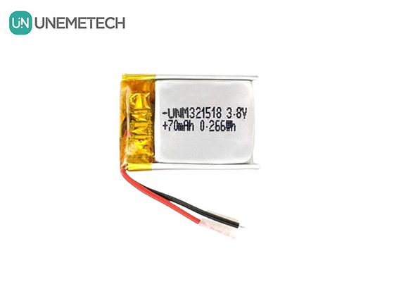 3.8V แบตเตอรี่ Li Ion ความดันสูง แบตเตอรี่ Lipo Ultra Small 4.35V 70mAh 321518 สําหรับ GPS Tracker