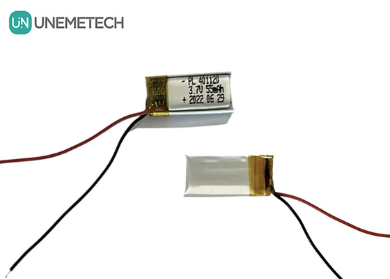 3.7V 55mAh แบตเตอรี่พอลิเมอร์ลิตিয়ামขนาดเล็ก 401120 Li Poly แบตเตอรี่สําหรับไฟ LED ฉลาดขนาดเล็ก