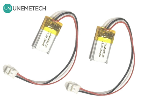 401120 3.7V 55mAh แบตเตอรี่ Lipo / หูฟัง