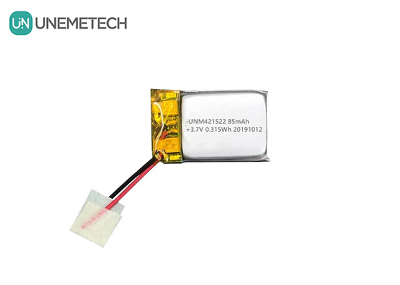 85mAh 3.7V แบตเตอรี่พอลิเมอร์ลิตียมขนาดเล็ก 421522 สามารถชาร์จใหม่ได้ด้วย PCM และสายนํา