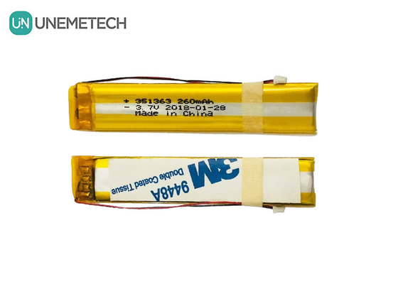 ขนาดยาวแคบ 3.7V 260mAh แบตเตอรี่พอลิเมอร์ลิตียม 351363 สําหรับแว่นตาที่ฉลาด