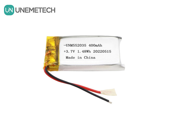 3.7V แบตเตอรี่พอลิเมอร์ลิตยูมไอออนแบบชาร์จใหม่ 552035 แบตเตอรี่ Li Po 400mAh สําหรับอุปกรณ์ไร้สาย