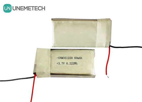 3.7V 60mAh แบตเตอรี่ Lipo ที่สามารถรีชาร์จได้ขนาดเล็กมาก 351220 สําหรับสินค้าที่ใส่ได้