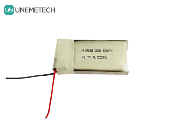 3.7V 60mAh แบตเตอรี่ Lipo ที่สามารถรีชาร์จได้ขนาดเล็กมาก 351220 สําหรับสินค้าที่ใส่ได้