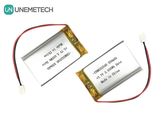 552540 แบตเตอรี่ Lipo ที่สามารถรีชาร์จได้ด้วยเงิน prismatic 3.7V 550mAh สําหรับ PET Tracker