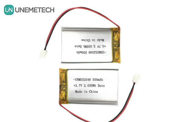 552540 แบตเตอรี่ Lipo ที่สามารถรีชาร์จได้ด้วยเงิน prismatic 3.7V 550mAh สําหรับ PET Tracker