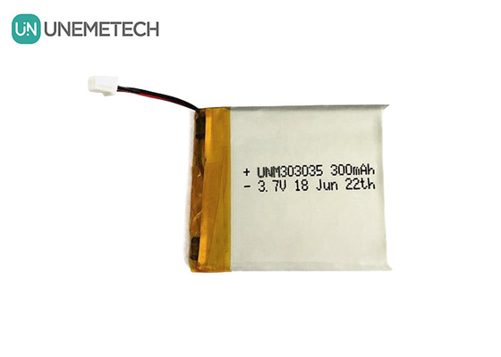 300mAh แบตเตอรี่พอลิเมอร์ลิตยูม 303035 ความดันเฉพาะ 3.7 V แบตเตอรี่ Lipo MSDS ได้รับการอนุมัติ