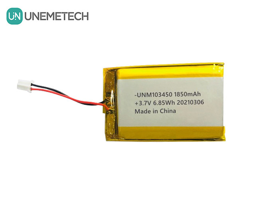 103450 3.7V 1850mAh แบตเตอรี่ Lipo ชาร์จใหม่ IEC62133 UN38.3 MSDS แบตเตอรี่พอลิมเมอร์ลิตியம்ที่อนุมัติ