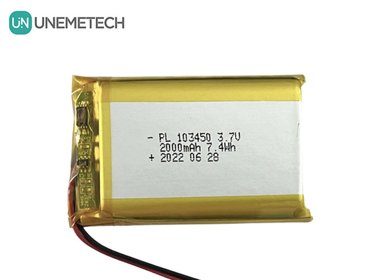 3.7V 2000mAh แบตเตอรี่พอลิเมอร์ลิตยูมแบบชาร์จใหม่ 103450 ความจุขนาดใหญ่สําหรับปั๊มเต้านมไฟฟ้า