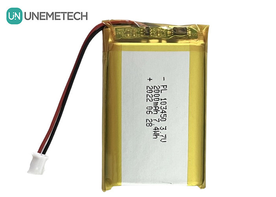 3.7V 2000mAh แบตเตอรี่พอลิเมอร์ลิตยูมแบบชาร์จใหม่ 103450 ความจุขนาดใหญ่สําหรับปั๊มเต้านมไฟฟ้า