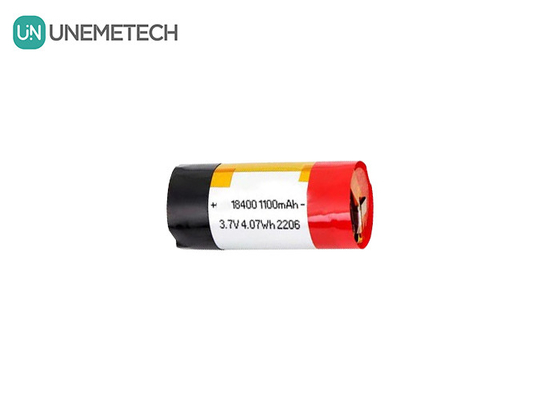 3A แบตเตอรี่ลิตยูมไอออนพอลิเมอร์แบบกระบอก 18400 3.7v 1100mah แบตเตอรี่ LiPo