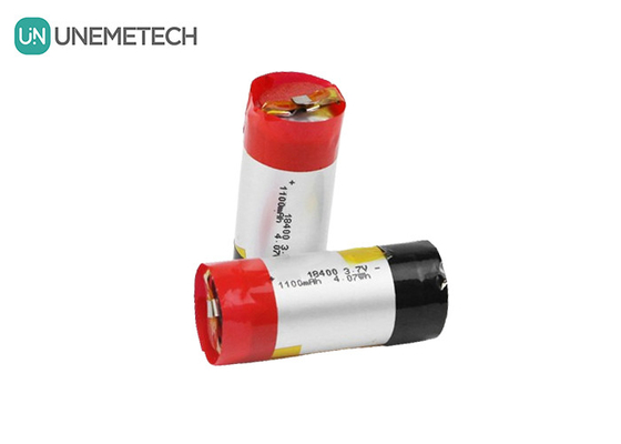 3A แบตเตอรี่ลิตยูมไอออนพอลิเมอร์แบบกระบอก 18400 3.7v 1100mah แบตเตอรี่ LiPo