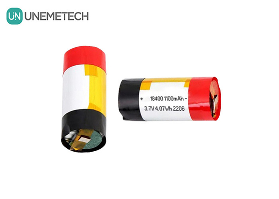 3A แบตเตอรี่ลิตยูมไอออนพอลิเมอร์แบบกระบอก 18400 3.7v 1100mah แบตเตอรี่ LiPo