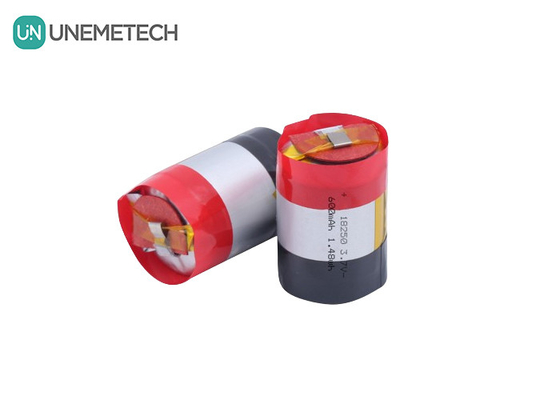 18250 630mAh 3.7V แบตเตอรี่ Li-ion Polymer แบบกระบอก สามารถชาร์จใหม่ได้ ด้วยกระแสไฟฟ้า 5A Plus