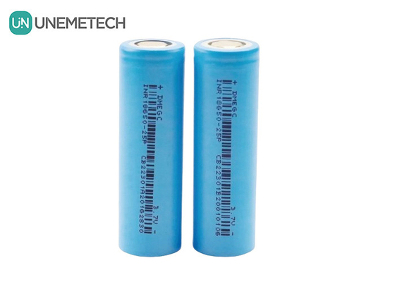 2500mAh 3.7V แม็กซ์ 6A เติมแบบต่อเนื่อง แบตเตอรี่ลิตยูไอออนกระบอก 18650 INR18650-25P