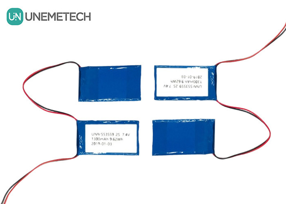 2C อัตราการปล่อยไฟฟ้าสูง Lipo แบตเตอรี่แพ็ค 553559 7.4V 1300mAh 2S สําหรับขาเทียม