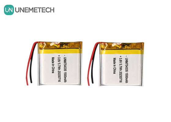 4.35V แบตเตอรี่ Lipo ความดันสูง 754335 3.8V 1500mAh แบตเตอรี่ลิตยูมพอลิเมอร์แบบชาร์จใหม่