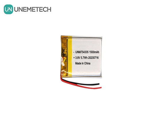 4.35V แบตเตอรี่ Lipo ความดันสูง 754335 3.8V 1500mAh แบตเตอรี่ลิตยูมพอลิเมอร์แบบชาร์จใหม่