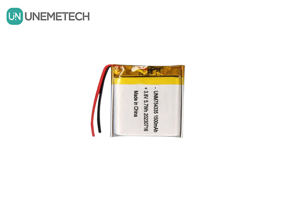 4.35V แบตเตอรี่ Lipo ความดันสูง 754335 3.8V 1500mAh แบตเตอรี่ลิตยูมพอลิเมอร์แบบชาร์จใหม่